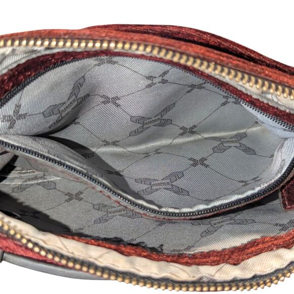 Aimee Kestenberg Brown Velvet Wristlet Clutch with Purple Leather Trim - Picture 8 of 10